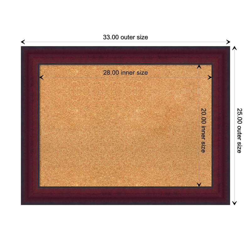 Canterbury Cherry Wood Framed Natural Corkboard Bulletin Board - Board Size 28x20