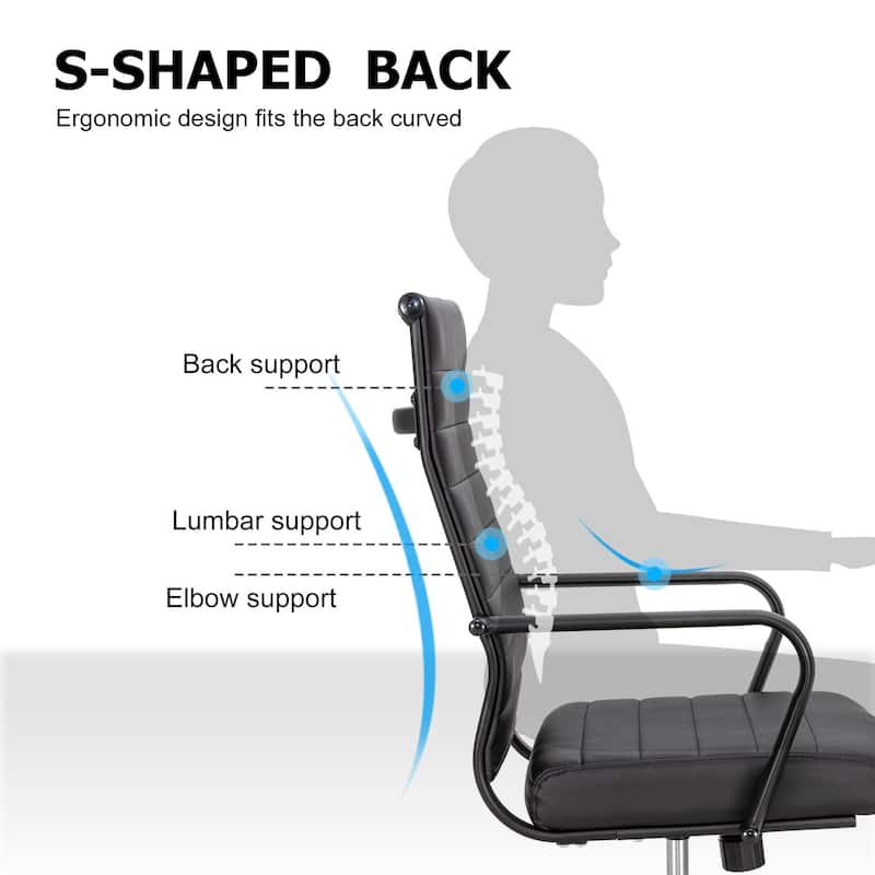 Ergonomic Office Chair Full-Grain Leather with Lumbar Support