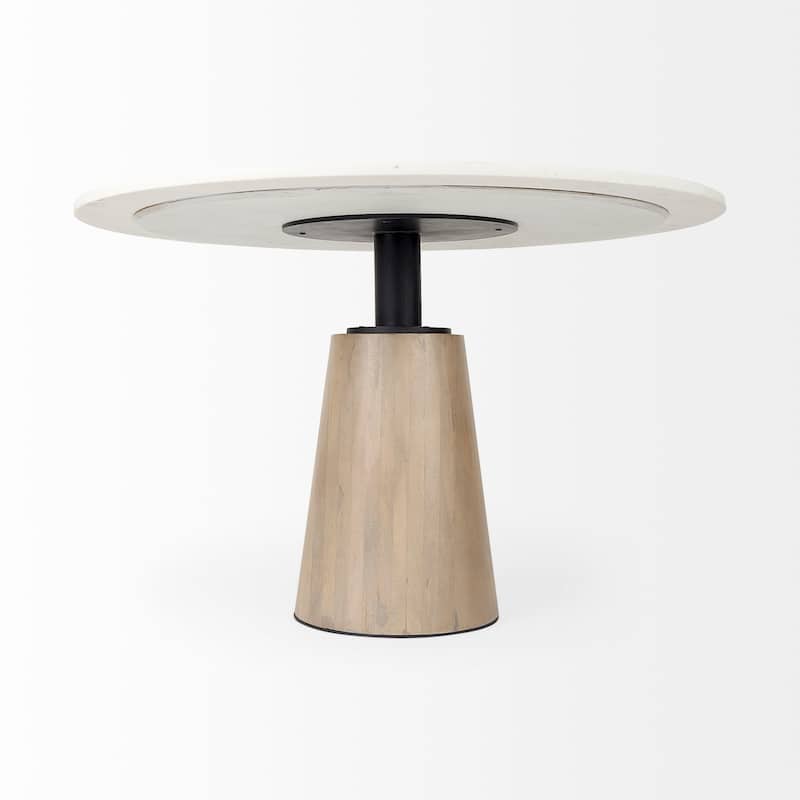 Maxwell Dark Brown Solid Wood w/Metal & Wood Base Dining Table