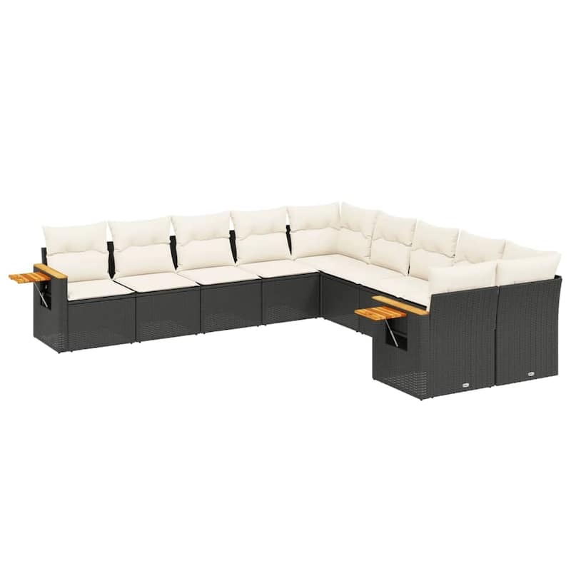 vidaXL Patio Sofa Set with Cushions Outdoor Conversation Furniture Poly Rattan