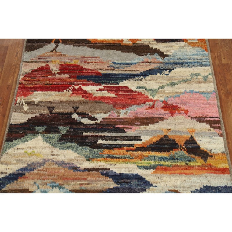 Moroccan Oriental Rug Hand-Knotted Tribal Wool Carpet - 4'1" x 6'0"