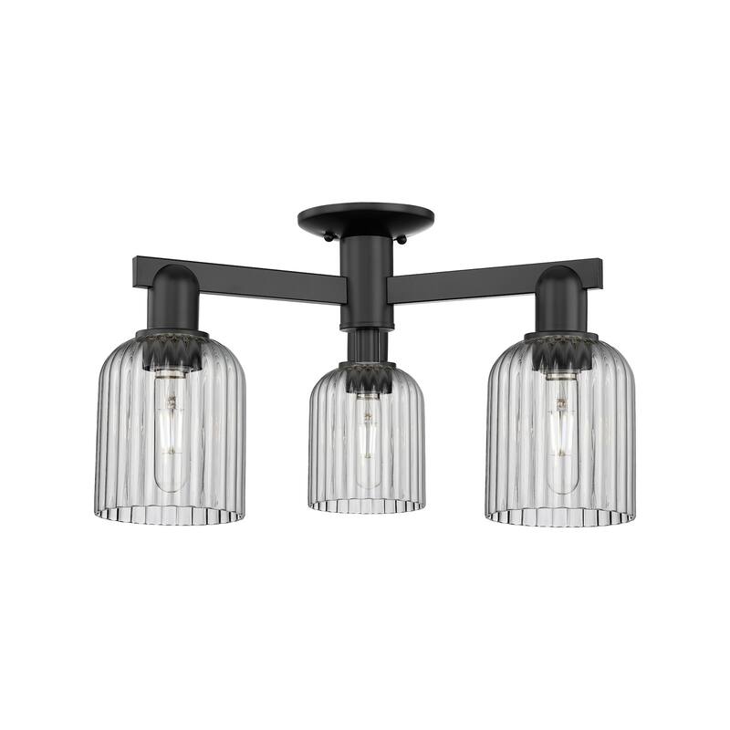 Innovations Lighting 716-3F-11-23 Bridal Veil Semi-Flush Bridal Veil 3 - Matte Black / Light Smoke