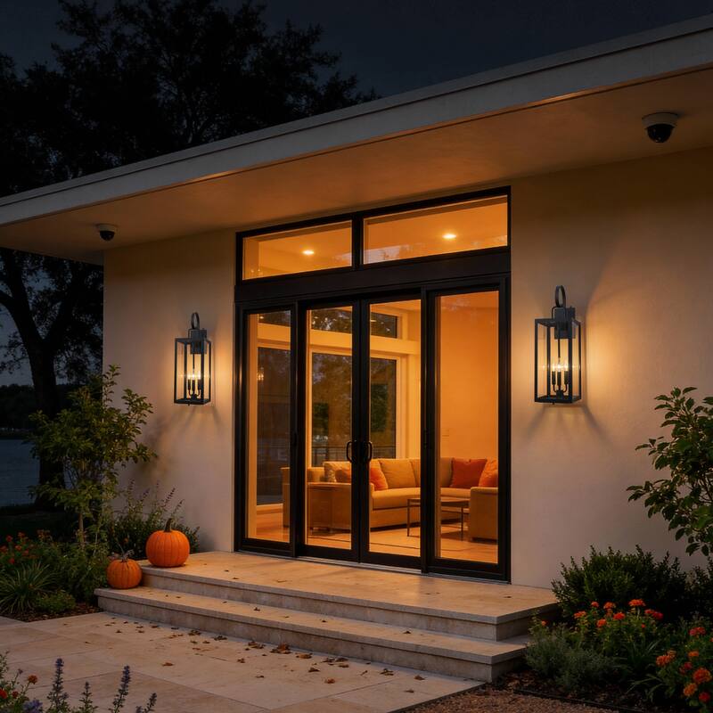 C Cattleya 1 Pack 3-Light 25.5-in Dusk to Dawn Outdoor Wall Light with Close Bottom