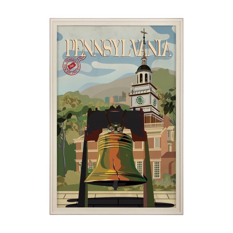 Pennsylvania Go USA by Mercana Studio a Hand Embellished Framed Art Print Series - 41.5 x 61.5 - Brown
