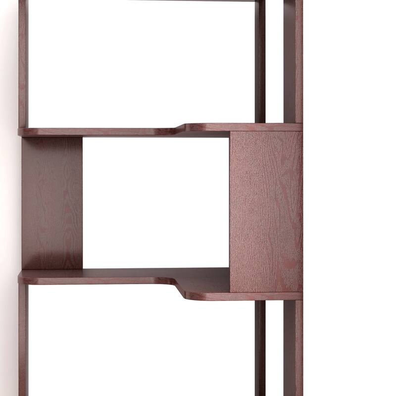 GDFStudio - Elysande Wood Corner Bookcase with 6-Tier Anti-Fall Design