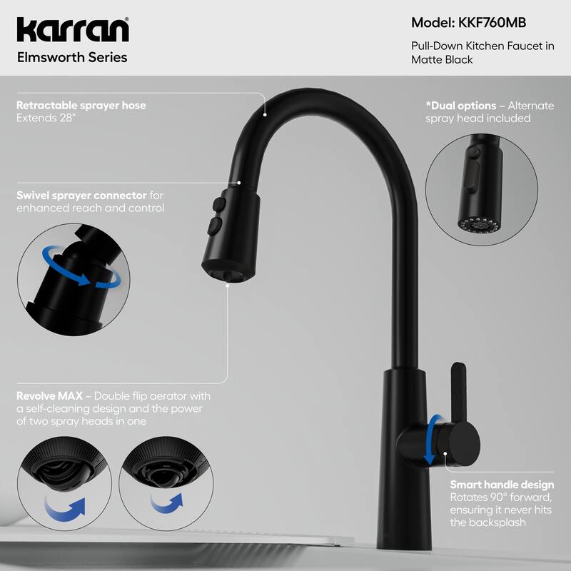 Karran Elmsworth Pull-Down Sprayer Kitchen Faucet