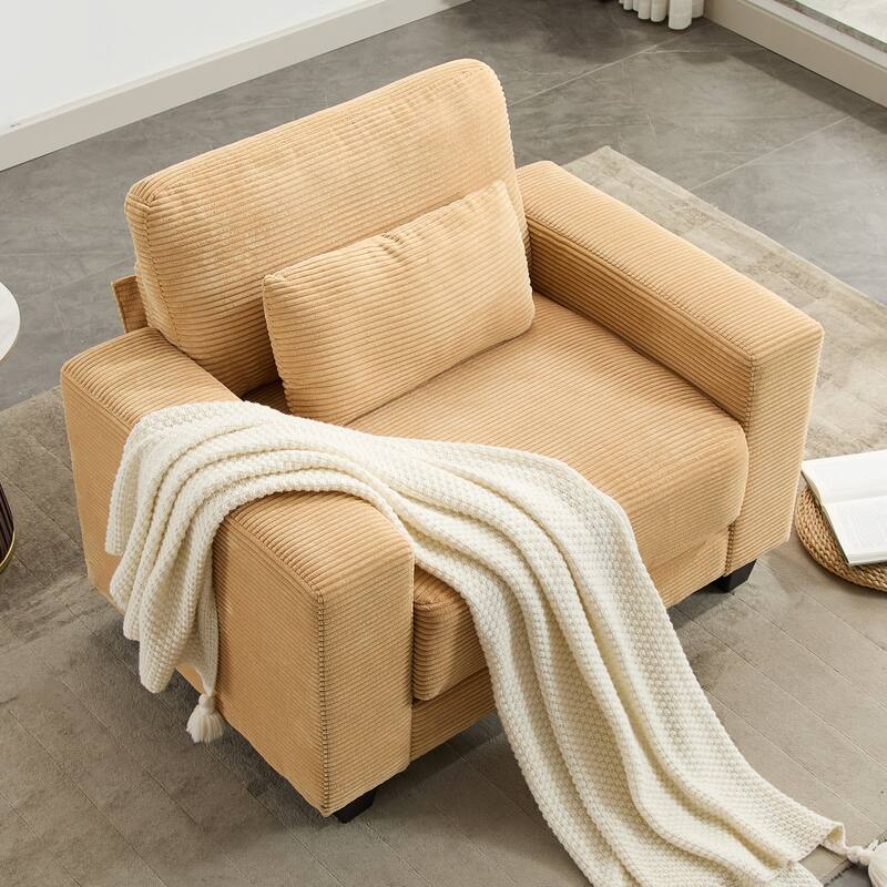 Corduroy Widened Single Sofa Chair, A Extra Lumbar Pillow