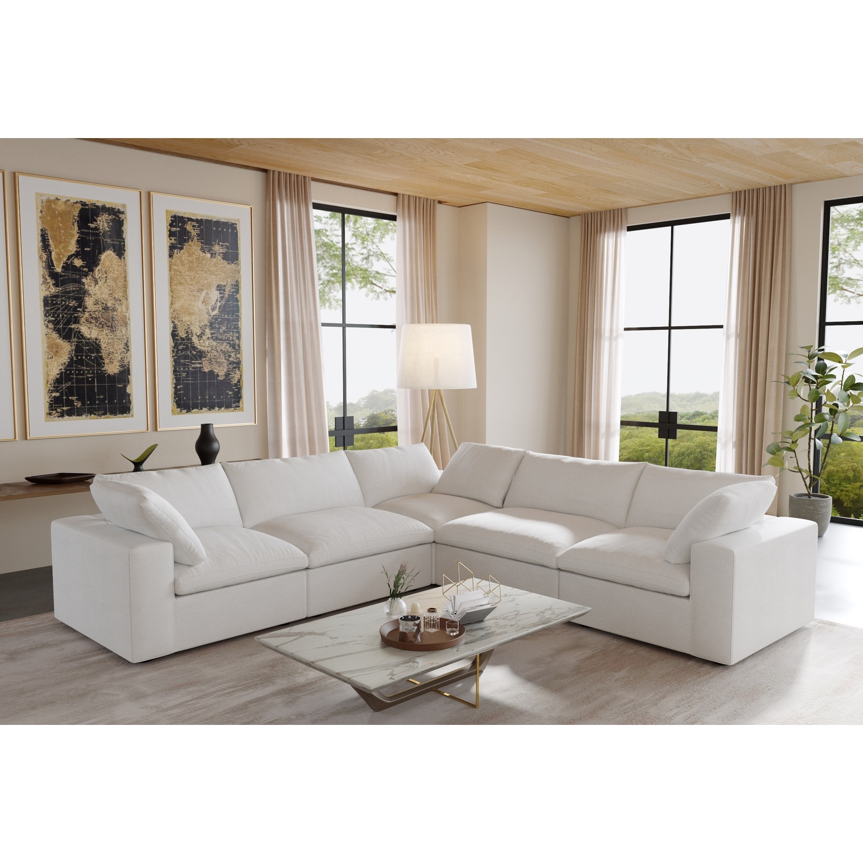 Cloud Modular Sectional Sofa, 5 Seater Corner Sofa with Pillows - Bed Bath  & Beyond - 39934900