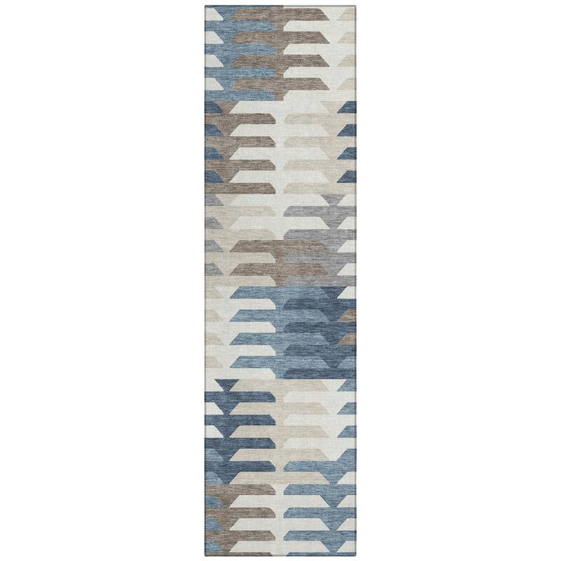 Machine Washable Indoor/ Outdoor Modern Stacks Chantille Rug