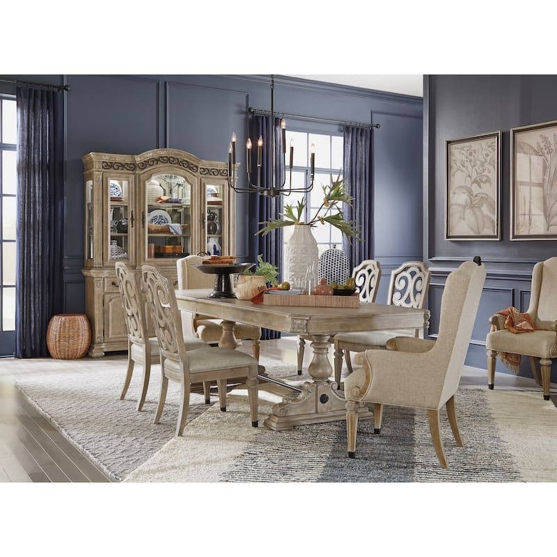 Magnussen Home Marisol Fawn Extendable Trestle Dining Table - 41''W x 81''D x 30.5''H