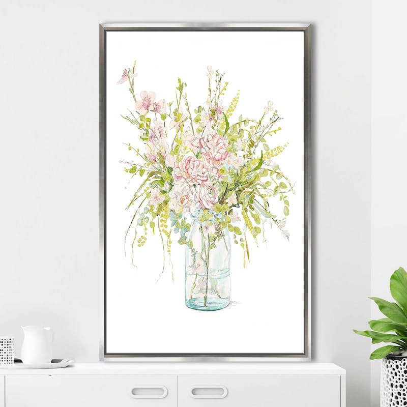 "Flowers in Glass Vase" Print on Floating Canvas