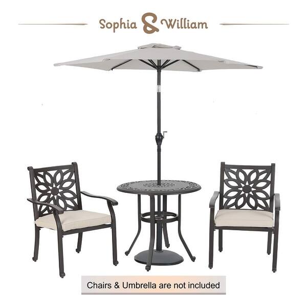Sophia William Outdoor Patio Dining Table Round Modern Cast Aluminum Outdoor Furniture Dining Table With Umbrella Hole Overstock 31126371