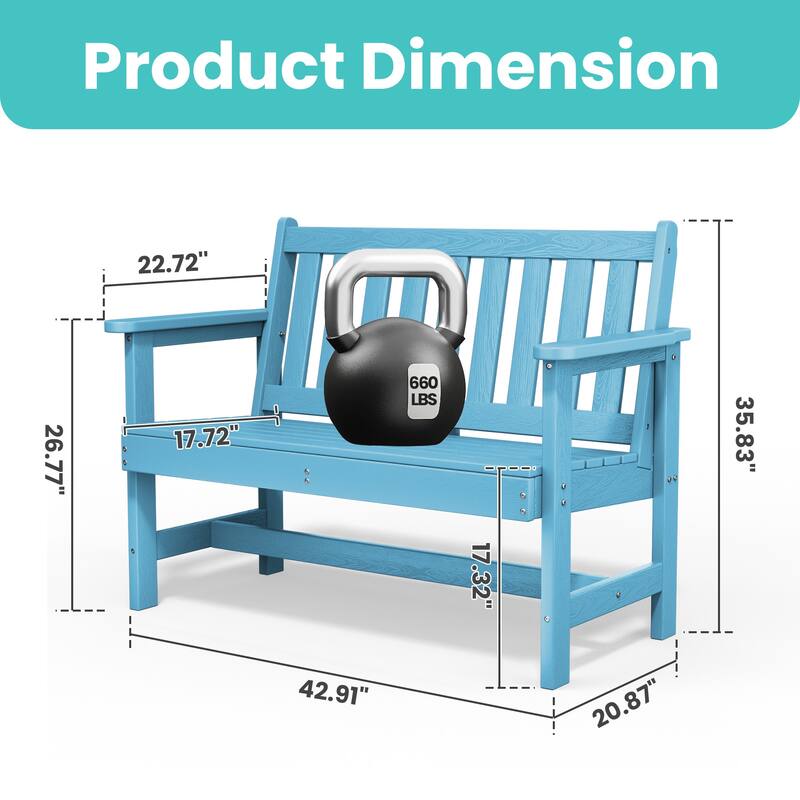 Outdoor 2-Person Garden Bench 42.92-in W x 35.83-in H