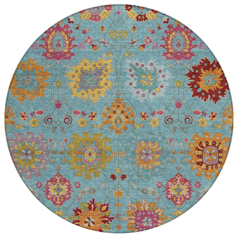 Machine Washable Indoor/ Outdoor Traditional Kashan Chantille Rug