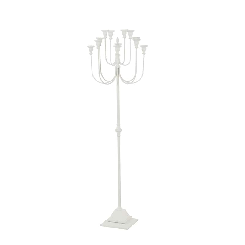 Metal Taper 12 Slot Candelabra - White - Roche River Decor - 16"W x 16"L x 52"H