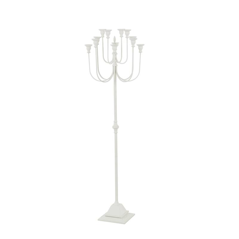 White Metal Taper 12 Slot Decorative Candelabra - 16"W x 16"L x 52"H