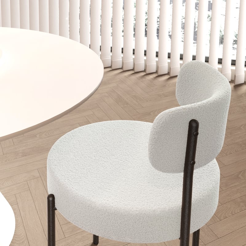 Boucle Upholstered Side Dining Chair Set