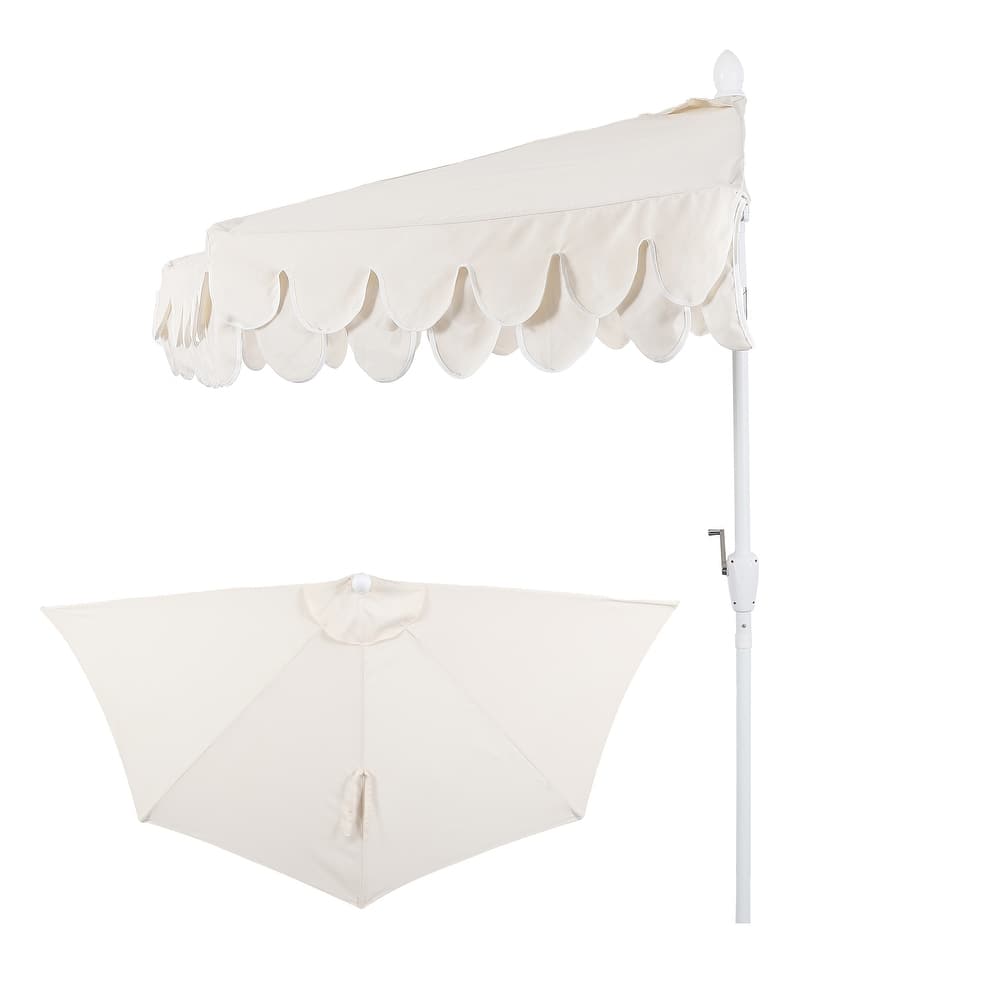 JONATHAN Y 9 ft Market Patio Half Umbrella with Crank, Tilt Button and UV Protection