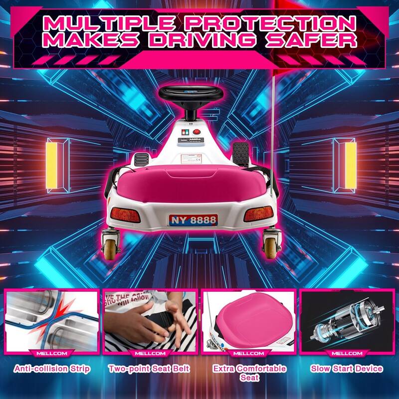 EROMMY Kids Electric Car with 360°Rotatable Universal Wheels, Kids Electric Toy Car with Acceleration Pedal, Music, Bluetooth