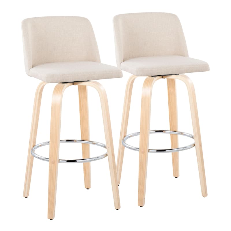 Carson Carrington Vallberga 30" Fixed-Height Bar Stool with Natural Wood Base (Set of 2)