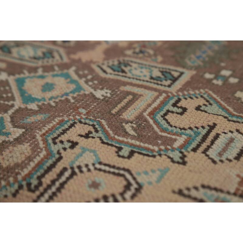 Geometric Peach Tabriz Persian Vintage Rug Hand-Knotted Wool Carpet - 8'1"x 11'3"