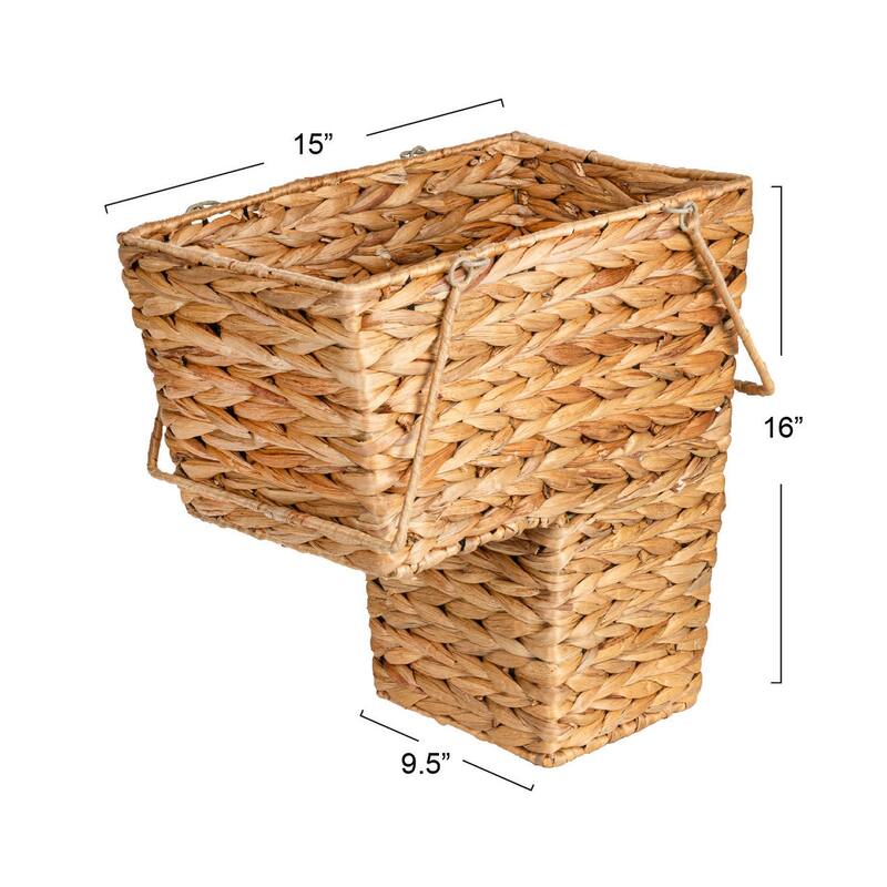 Household Essentials Wicker Stair Basket with Handles
