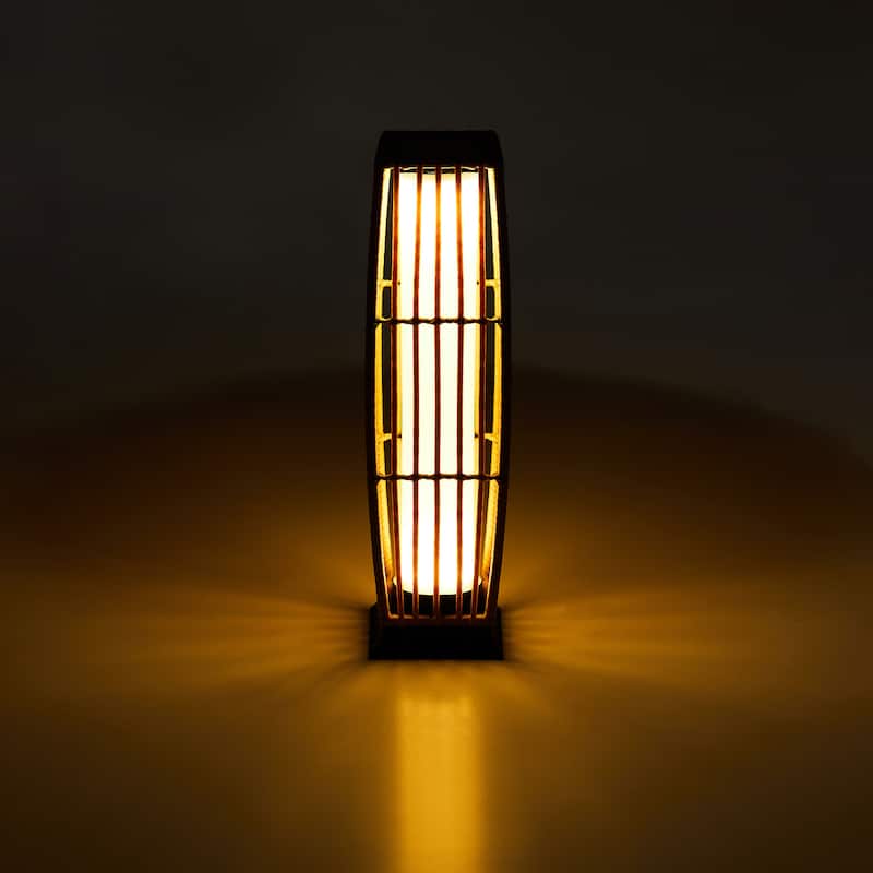 Solar Floor Lantern Outdoor Wicker Rattan Patio Light Vertical 7"x27"