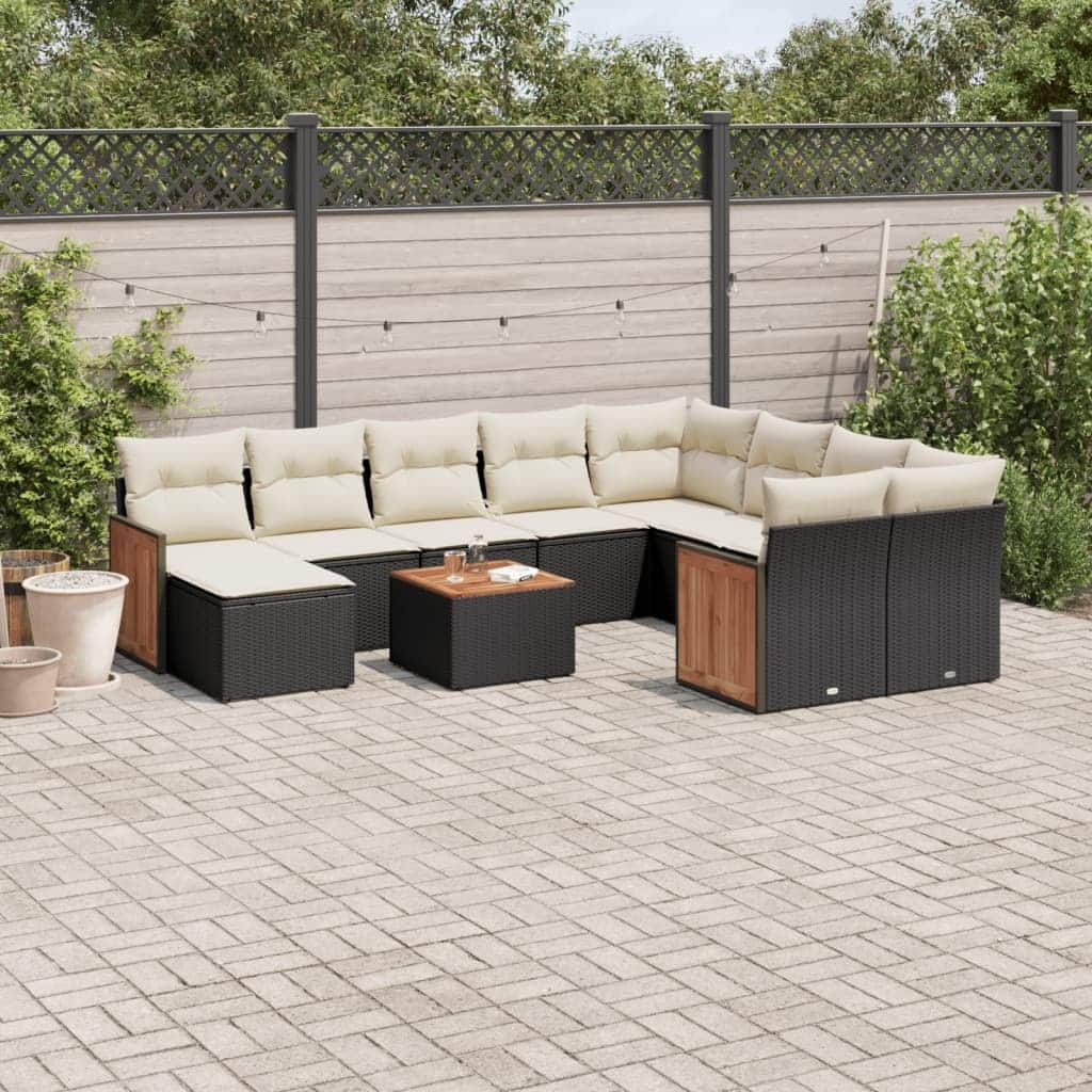 vidaXL Garden Sofa Set Black - 21.7 x 21.7 x 14.6