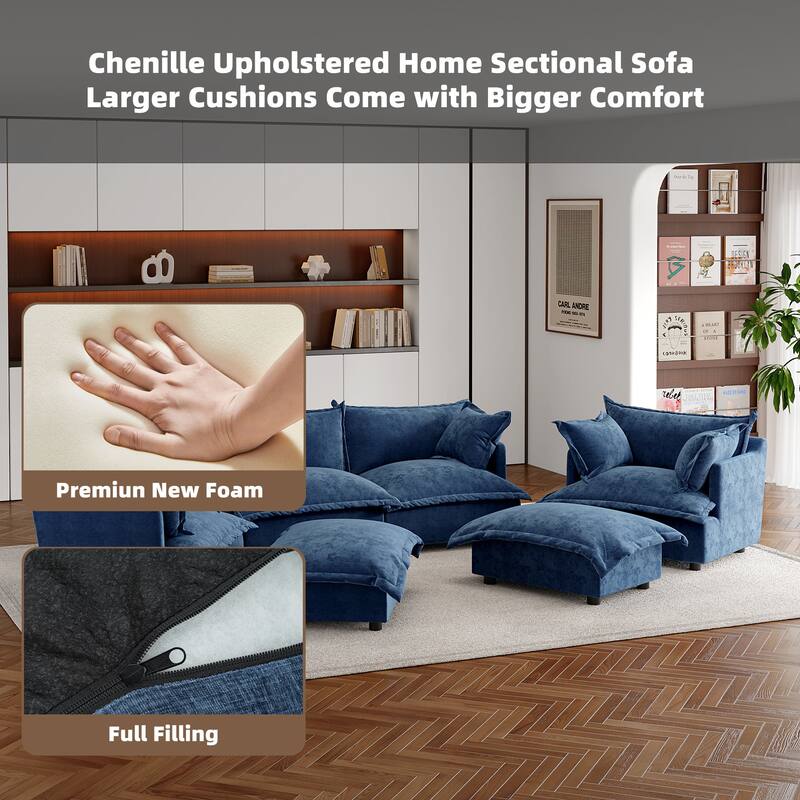 Double Layer Cushion Comfy Cloud Modular Sectional Sofa Set