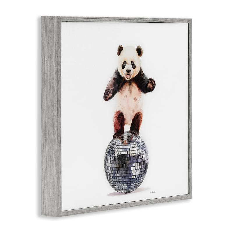 Stupell Panda Balancing on Disco Ball Framed Giclee Art Design By Amanda Greenwood