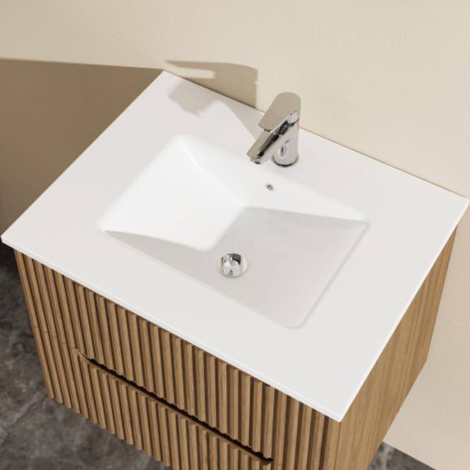 24" Wall-Mount Bathroom Vanity Cabinet with White Basin Sink