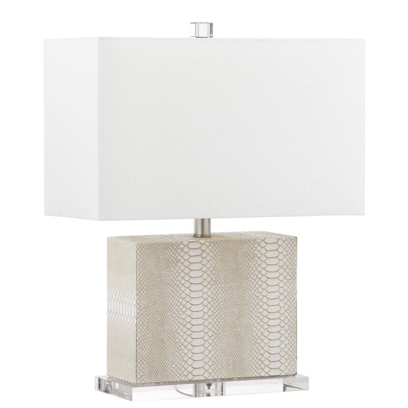 SAFAVIEH Lighting Rocio 21-inch Faux Alligator Grey Table Lamp - 15"x8"x20.5" - 15Wx8Dx21H