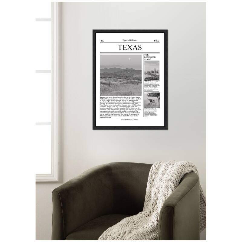 Kate and Laurel Texas Article by Megan Ryan Framed Canvas Wall Art Print