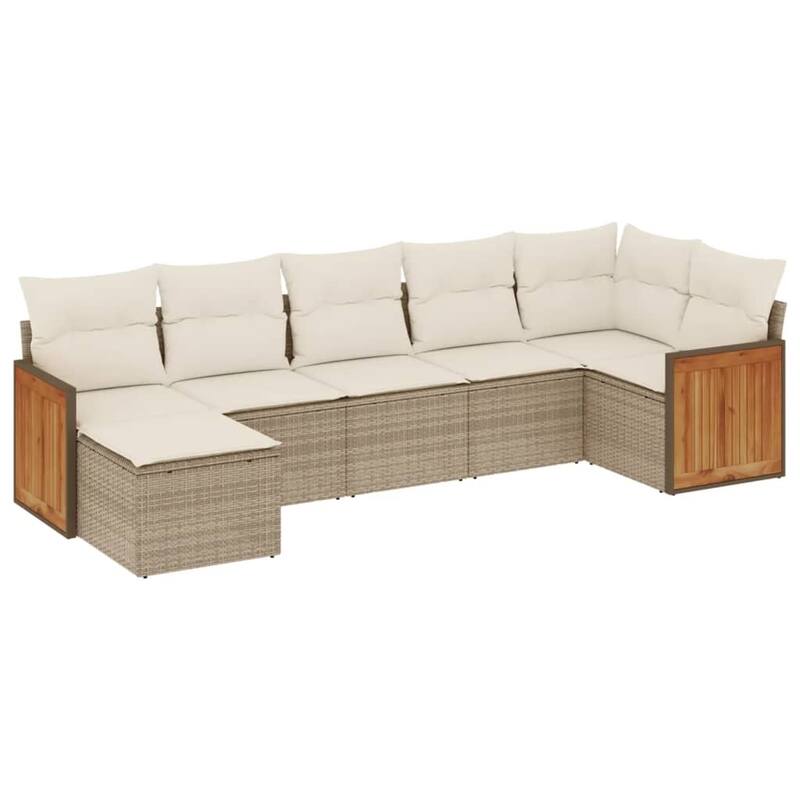 vidaXL Patio Sofa Set with Cushions Outdoor Conversation Furniture Poly Rattan