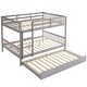 preview thumbnail 2 of 31, Full Size Bunk Bed With Trundle Bed, With Ladder And Safety Rails Pinewood Bunk Bed