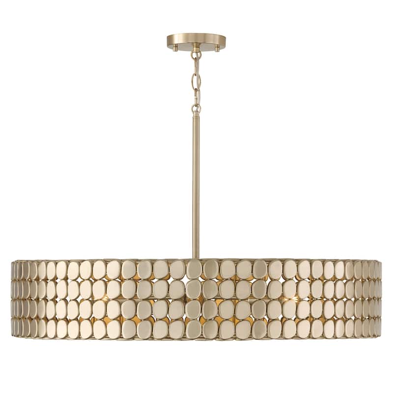 30.25" W x 6.75" H 4-Light Medallion Chandelier - 30.5"W x 6.5"H - Champagne Brass