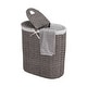 preview thumbnail 7 of 26, Seville Classics Handwoven Lidded Oval Double Laundry Hamper, 22.75" W x 13" L x 24" H Grey