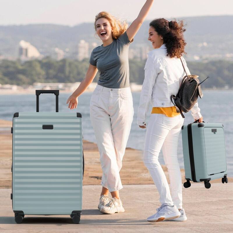 Luggage Sets 5 Piece with Front Opening, Hardside Expandable Carry on Suitcase, with Spinner Wheels, TSA Lock, USB Port