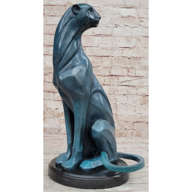 Hand Made Cougar Puma Mountain Lion Genuine Bronze Sculpture By Henry Moore