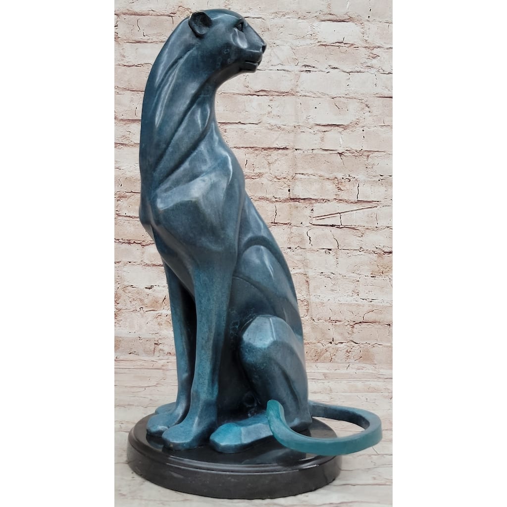 Hand Made Cougar Puma Mountain Lion Genuine Bronze Sculpture By Henry Moore