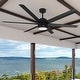 preview thumbnail 1 of 19, Hunter 72" Solaria Outdoor Ceiling Fan with LED Light, Wall Control - Damp-Rated - Industrial, Contemporary - ENERGY STAR! Matte Black