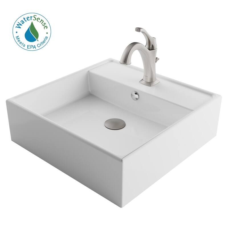 Kraus Elavo and Arlo 18-1/2" Vitreous China Vessel Bathroom Sink with - Spot-Free Stainless Steel
