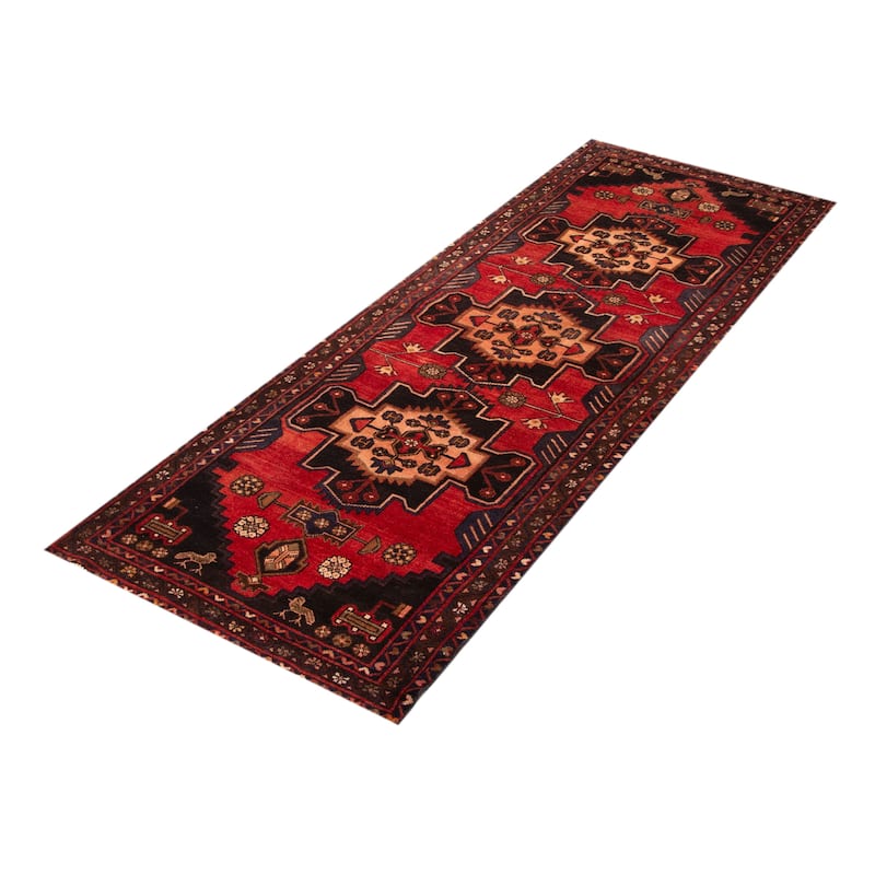 ECARPETGALLERY Hand-knotted Andelz Red Wool Rug - 3'5 x 9'9