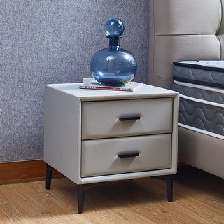 VIENO HOME Modern 2-Drawer PU Leather Nightstand Bedside with Hardware Legs