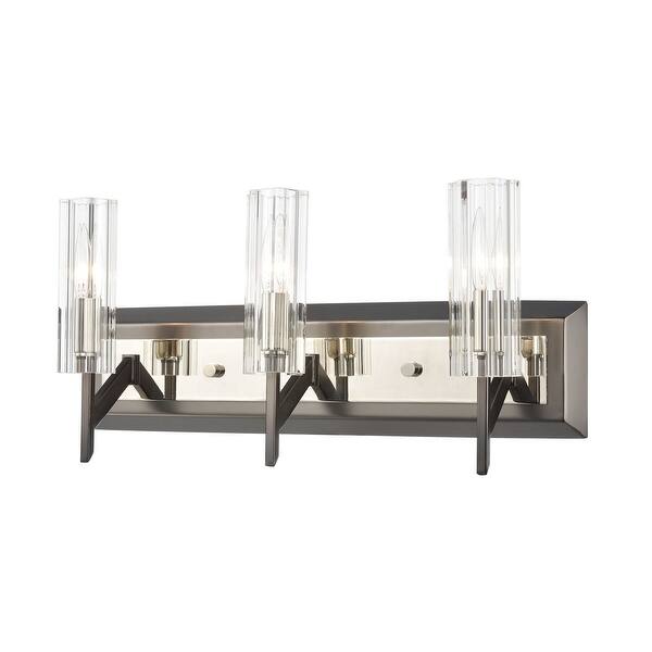 slide 1 of 5, Aspire 3-Light Vanity Light in Black Nickel with Ribbed Crystal