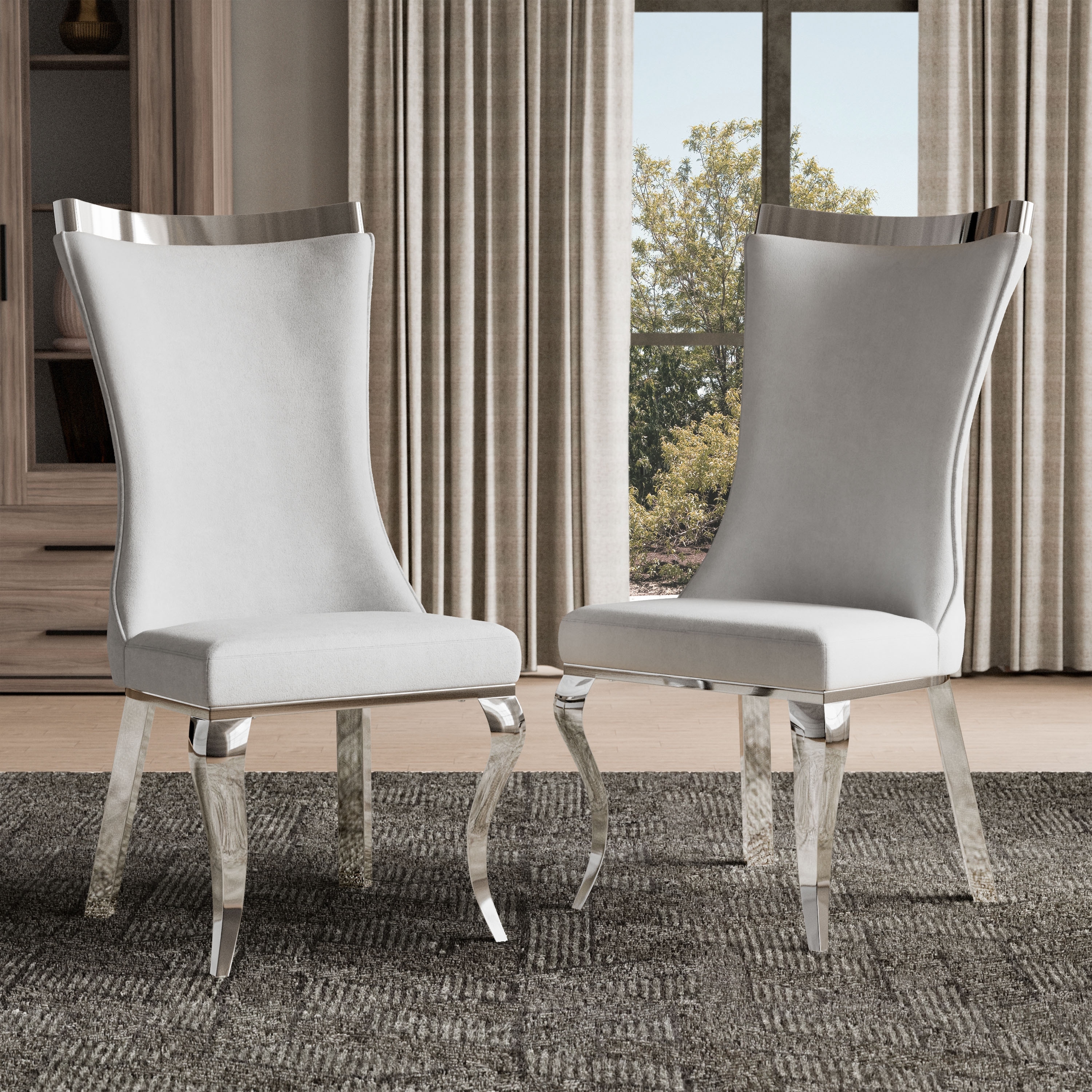 Furniture of America Thaddeus Glam Velvet High Back Side Chair (Set of 2)