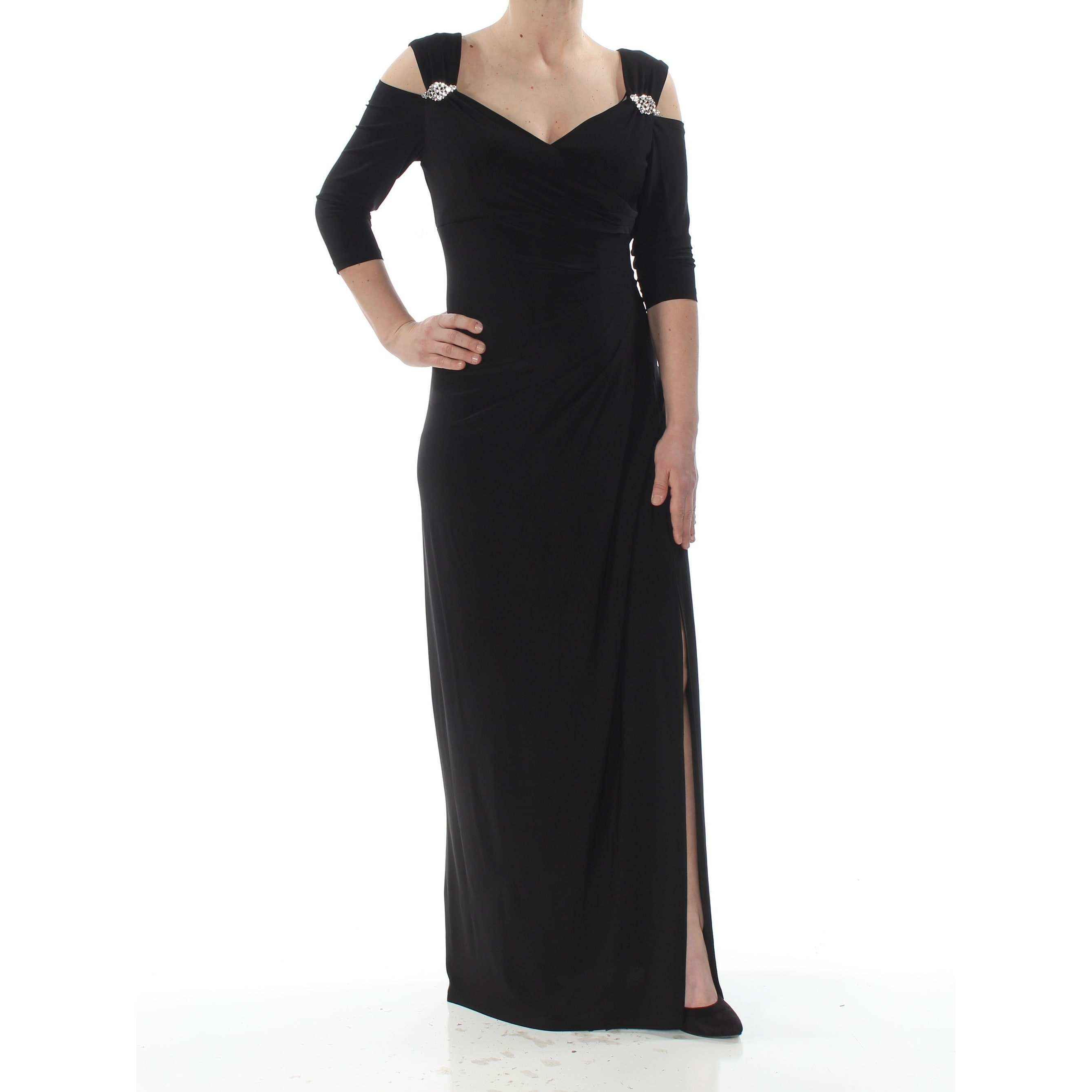 black cold shoulder gown