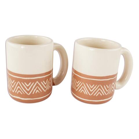 NOVICA Handmade Tazumal Arrows Ceramic Mugs (Pair)