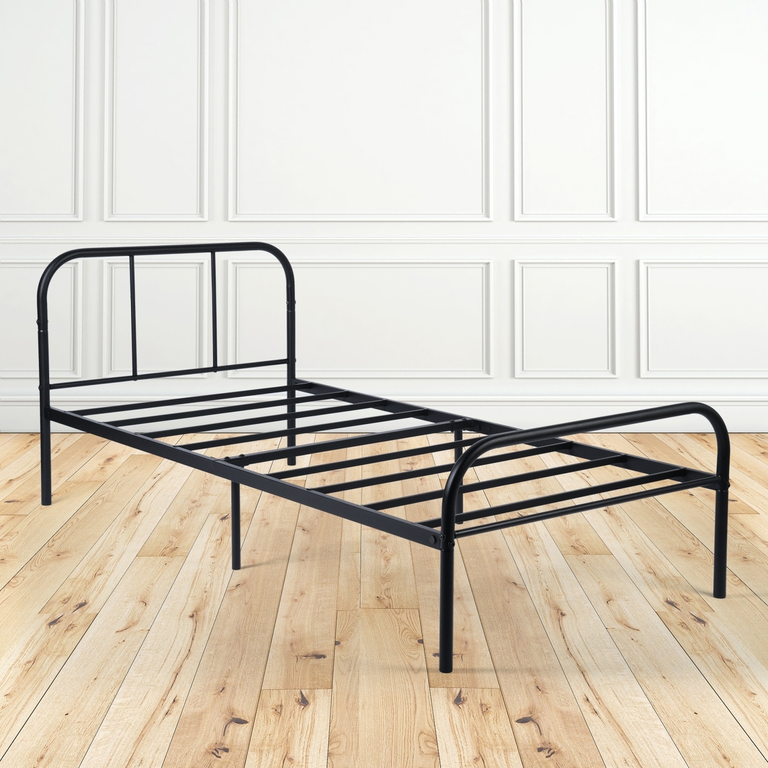 Twin Size Metal Bed Frame with Curved Headboard