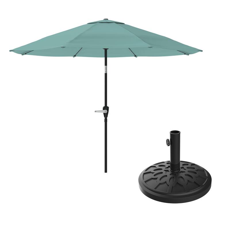 Pure Garden 10-Foot Outdoor Patio Umbrella with Auto-Tilt and Base